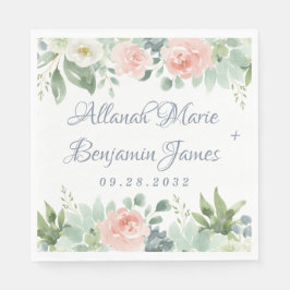 Dusty Blue Blush Sukkulent Blumengarten Hochzeit Serviette