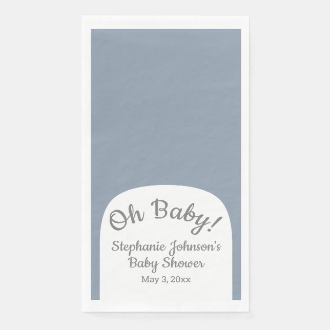 Dusty Blue Bohemisch Arch Oh Baby Dusche Serviette (Vorderseite)
