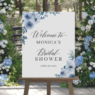 Dusty Blue Bohemisch Floral Brautparty Sign Poster