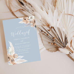 Dusty Blue Bohemisch Floral Wedding Einladung