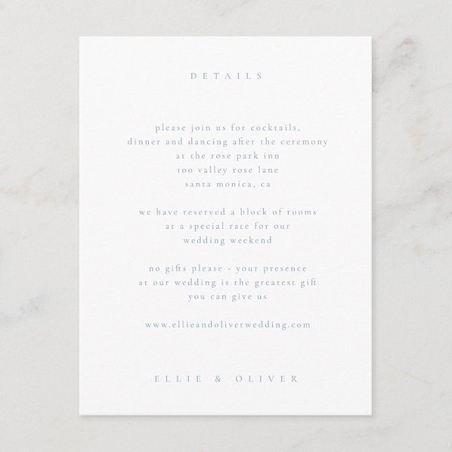 Dusty Blue Boho 1 Wedding Modern Begleitkarte (Vorderseite)