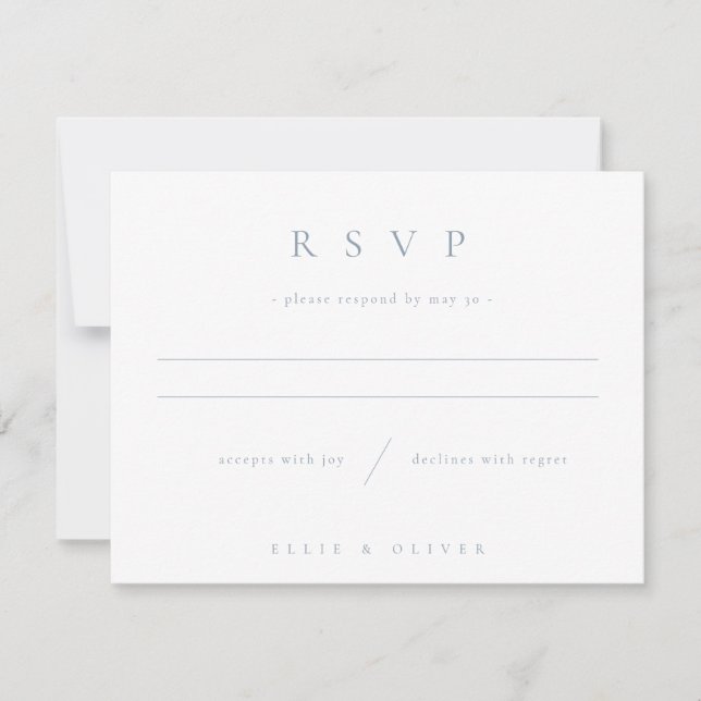 Dusty Blue Boho 1 Wedding Modern RSVP Karte (Vorderseite)
