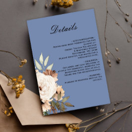 Dusty Blue Boho Blume Hochzeitdetails Begleitkarte