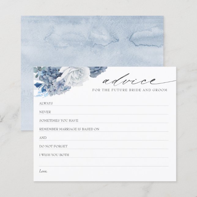 Dusty Blue Boho Brautparty Advice Card (Vorne/Hinten)
