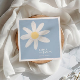 Dusty Blue Boho Daisy Floral Napkins Serviette