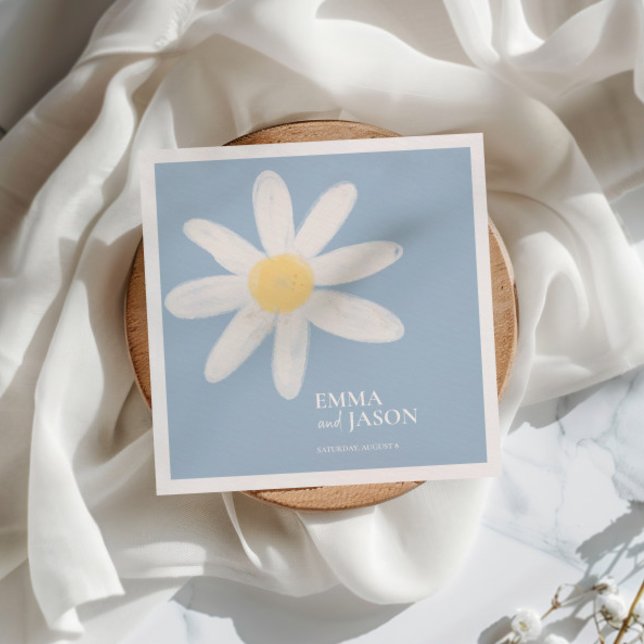 Dusty Blue Boho Daisy Floral Napkins Serviette (Von Creator hochgeladen)