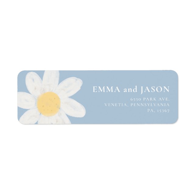 Dusty Blue Boho Daisy Floral Return Address Label (Vorne)