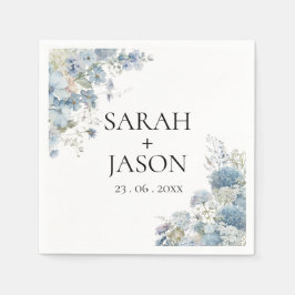 Dusty Blue Boho Floral Elegante Gartenhochzeit Serviette