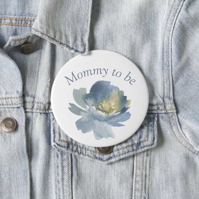 Dusty Blue Boho Floral Mommy to be 4" Button (Beispiel)