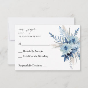 Dusty Blue Boho Floral no Meal UAWG RSVP Karte