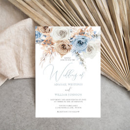 Dusty Blue Boho Floral Wedding Einladung
