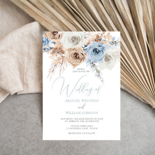 Dusty Blue Boho Floral Wedding Einladung