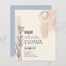 Dusty Blue Boho Hochzeitseinladungen