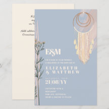 Dusty Blue Boho Hochzeitseinladungen