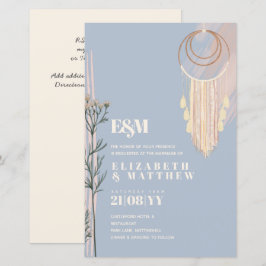 Dusty Blue Boho Hochzeitseinladungen