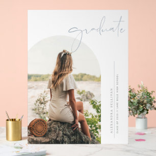 Dusty Blue Boho Minimalistisch Arch Foto Abschluss Acrylschild