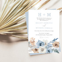 Dusty Blue Boho Monogram Wedding
