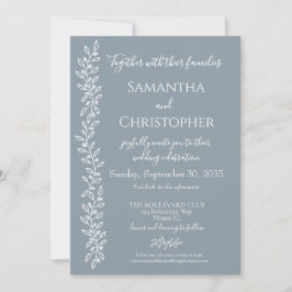 Dusty Blue Boho Romantic Botanical Minimal Wedding Einladung