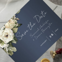 Dusty Blue Boho Wedding Save the Date Ankündigungspostkarte