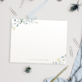 Dusty Blue Boho Wildblume Personalisiert Stationer Mitteilungskarte