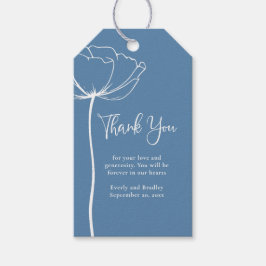 Dusty Blue Bold Simple Floral Wedding Vielen Dank Geschenkanhänger