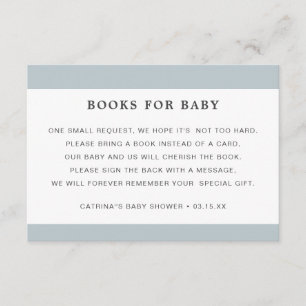Dusty Blue Book Request Boy Baby Shower Begleitkarte