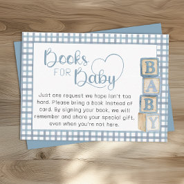Dusty Blue Books for Baby Card Baby Shower Insert