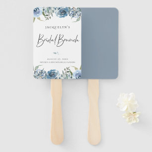 Dusty Blue Botanical Bridal Brunch Hand Fan Fächer