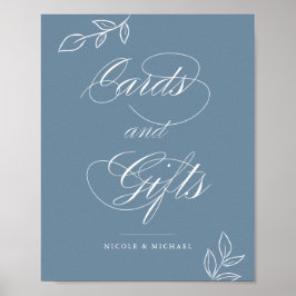 Dusty Blue Botanical Cards & Gifts Wedding Sign Poster