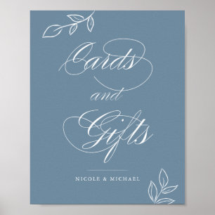 Dusty Blue Botanical Cards & Gifts Wedding Sign Poster
