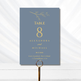 Dusty Blue Botanical Christian Wedding    Table Nu Tischnummer