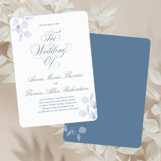 Dusty Blue Botanical Elegant Wedding Of Minimal Einladung