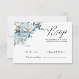 Dusty Blue Botanical Floral RSVP Card Karte