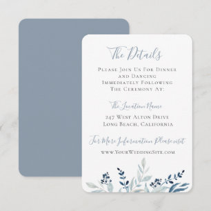 Dusty Blue Botanical Foliage Wedding Details Einladung