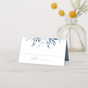 Dusty Blue Botanical Foliage Wedding Platzkarte