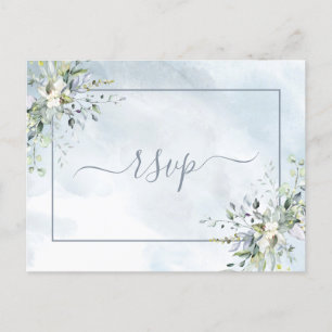 Dusty Blue Botanical Greenery UAWG Einladungspostkarte