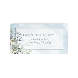 Dusty Blue Botanical Greenery Wasserfarbenadresse Adressaufkleber