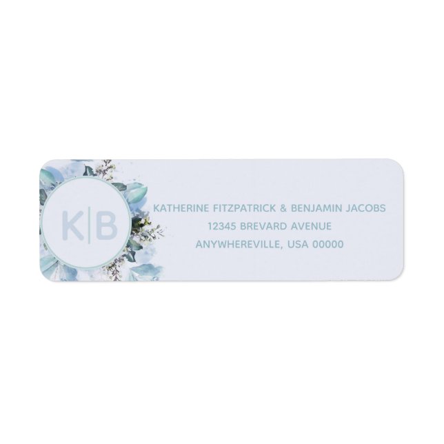 Dusty Blue Botanical Mit Monogramm (Vorne)