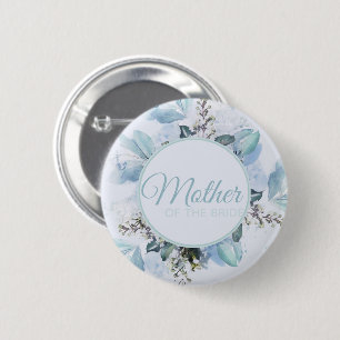 Dusty Blue Botanical Mother of Bride Button