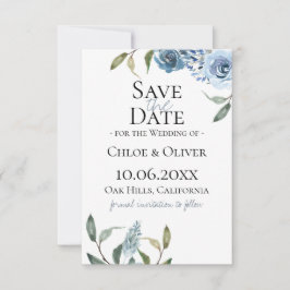 Dusty Blue Botanical Save the Date Ankündigung