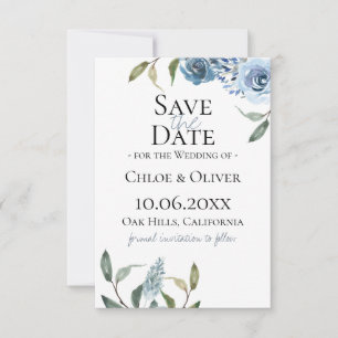 Dusty Blue Botanical Save the Date Ankündigung