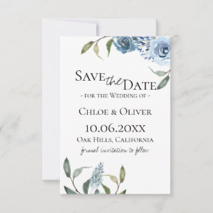 Dusty Blue Botanical Save the Date Ankündigung
