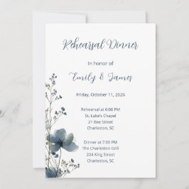 Dusty Blue Botanical Wedding Einladung