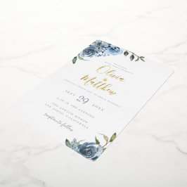 Dusty Blue Botanical Wedding Folieneinladung