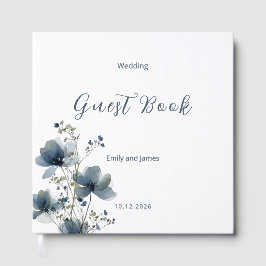 Dusty Blue Botanical Wedding Gästebuch