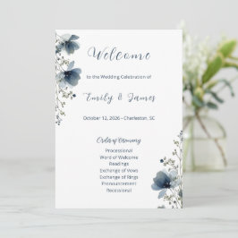 Dusty Blue Botanical Wedding Programm