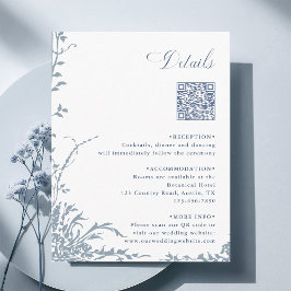 Dusty Blue Botanical Wedding QR Code Details Begleitkarte