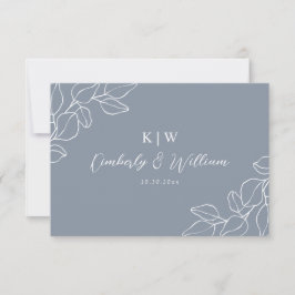 Dusty Blue Botanical Wedding RSVP CARD Karte