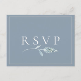 Dusty Blue Botanical Wedding RSVP Song Request Einladungspostkarte