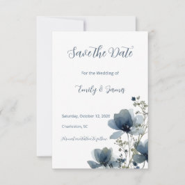 Dusty Blue Botanical Wedding Save The Date
